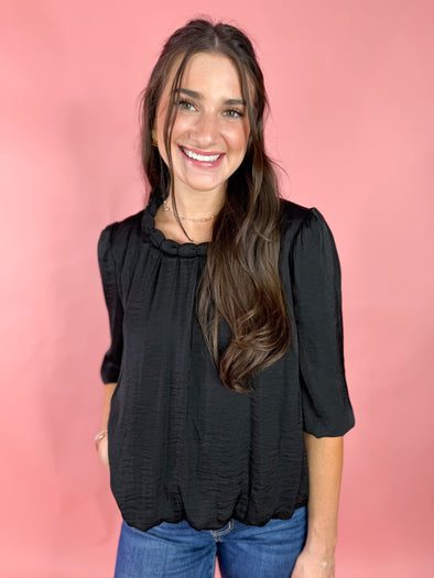 The Ainsley Billowy Blouse-Black