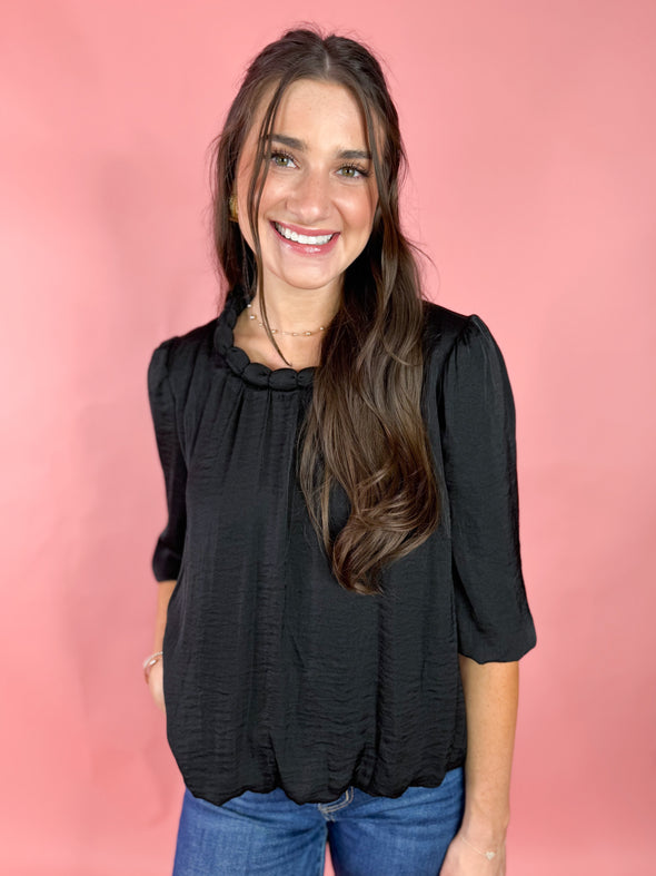 The Ainsley Billowy Blouse-Black