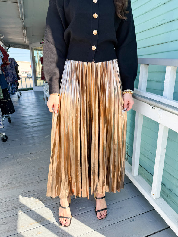 The Bryon Pleated Skirt-Bronze