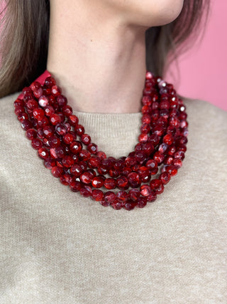 Chunky Beaded Layered Necklace-Multiple Colors