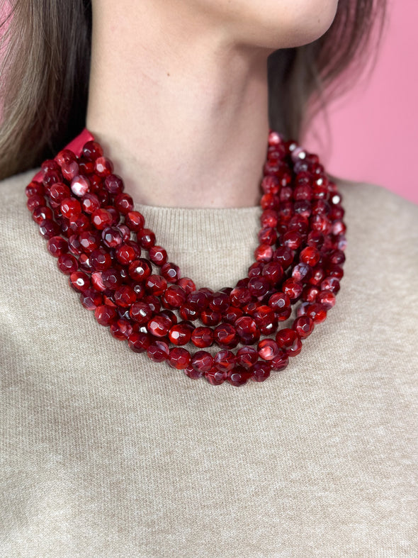 Chunky Beaded Layered Necklace-Multiple Colors