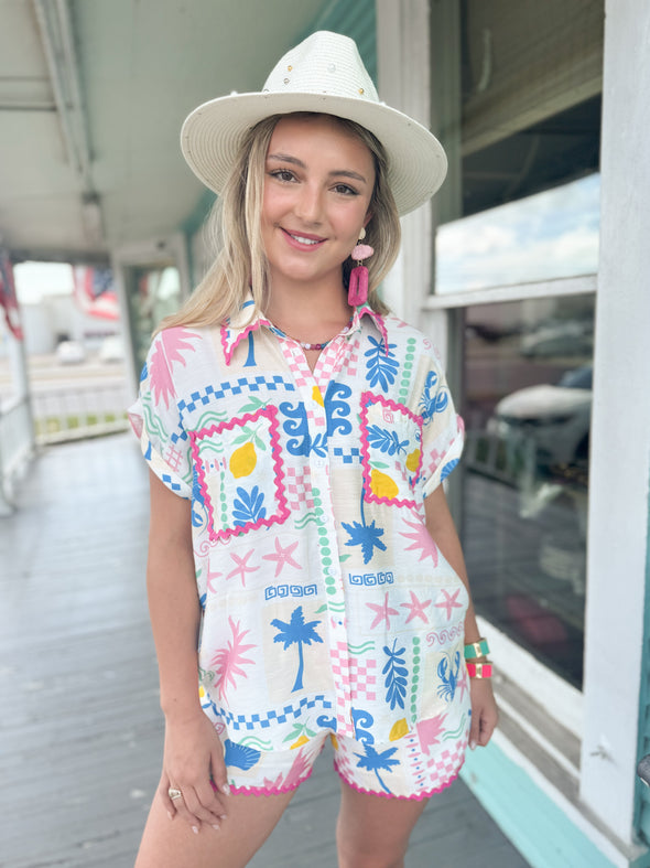 tropical short set 