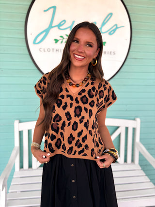 The Leo Leopard Sweater-Brown