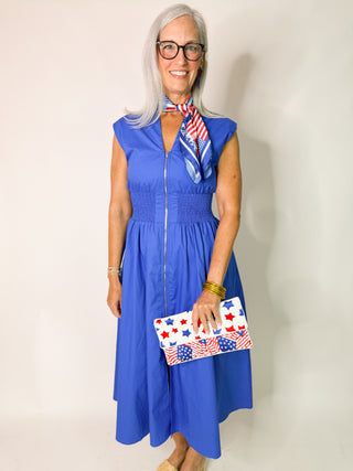 The Bennie Zip Midi Dress-Royal Blue