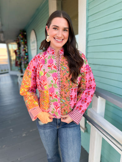 (THML) The Skylar Quilted Jacket-Pink