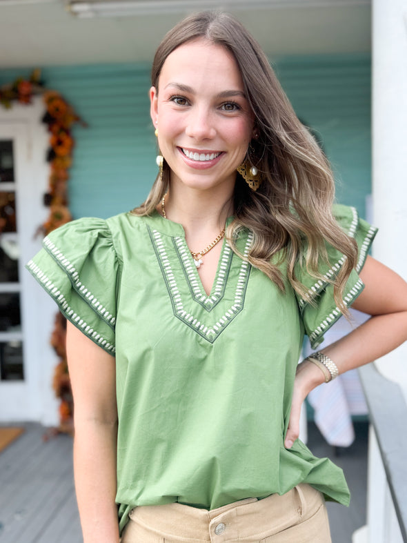 The Haiie Ruffle Top-Green