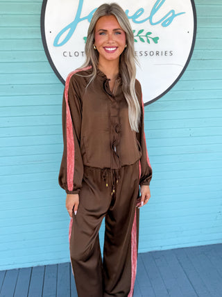 The Ruby Ruffled Jacket- Brown