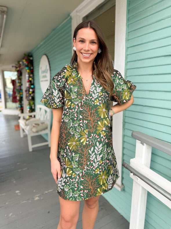 (THML) The Evie Floral Dress-Green