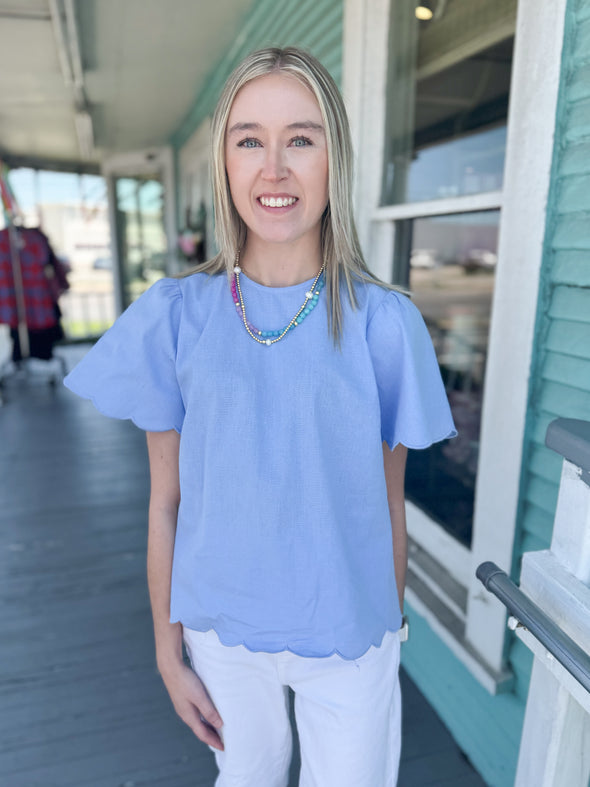 (THML) The Francine Top-Blue