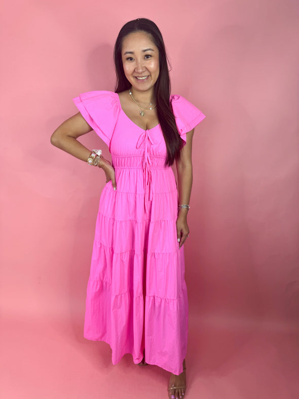 (THML) The Stevie Midi Dress-Pink