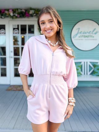 The Bekah Zip Romper-Pink