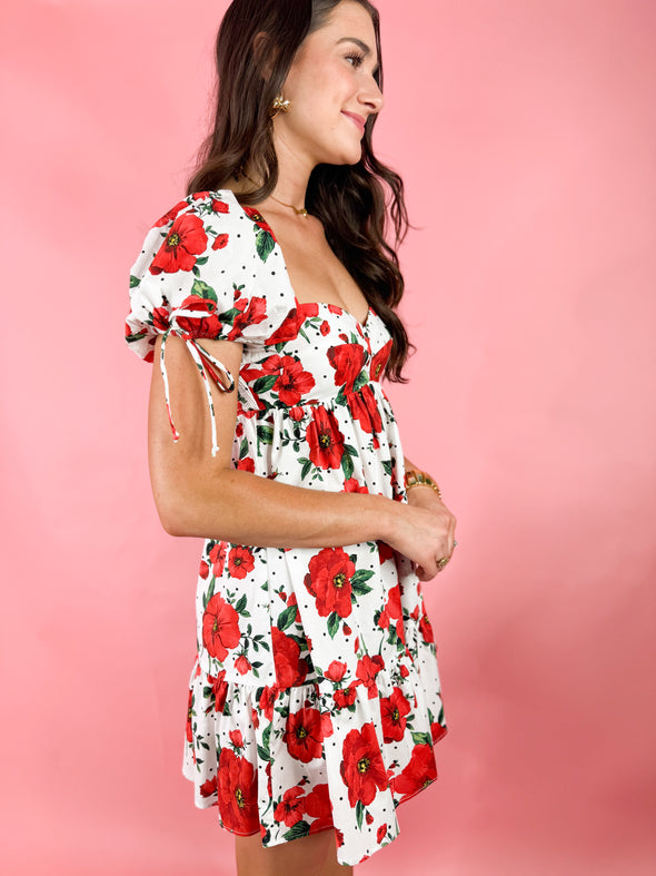 The Christina Floral Dress-Red
