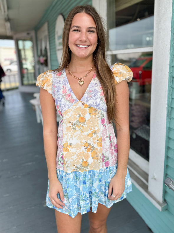 The Lola Patchwork Dress-Pink