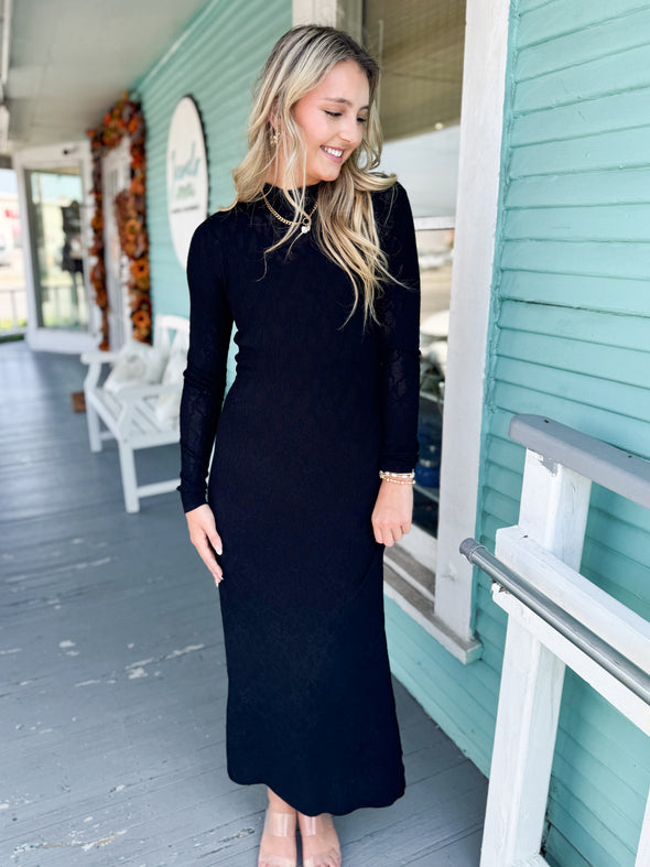 (Z Supply) The Aden Mesh Sweater Dress-Black