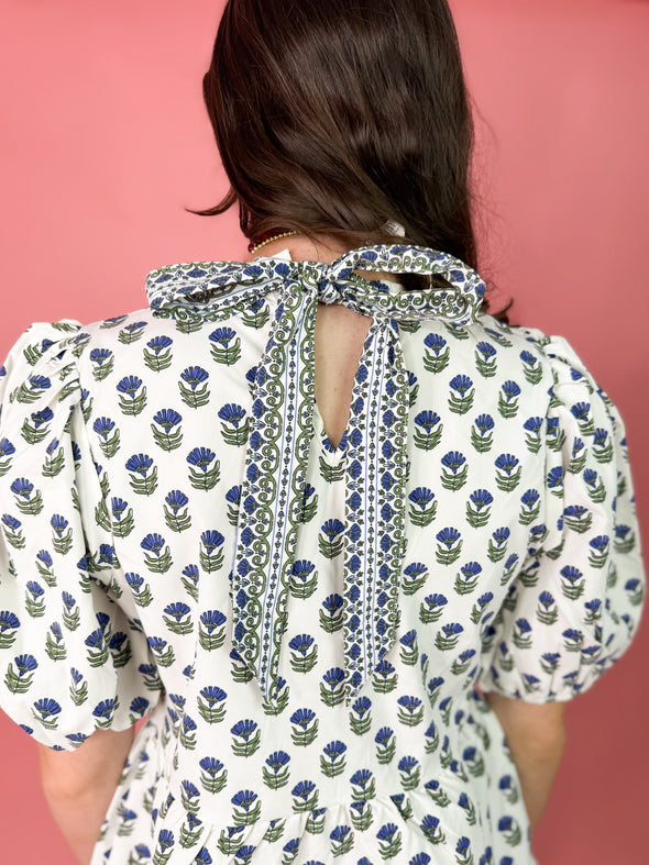 The Nina Floral Top-Blue