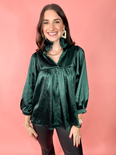 The Morgan Ruffle Top-Green
