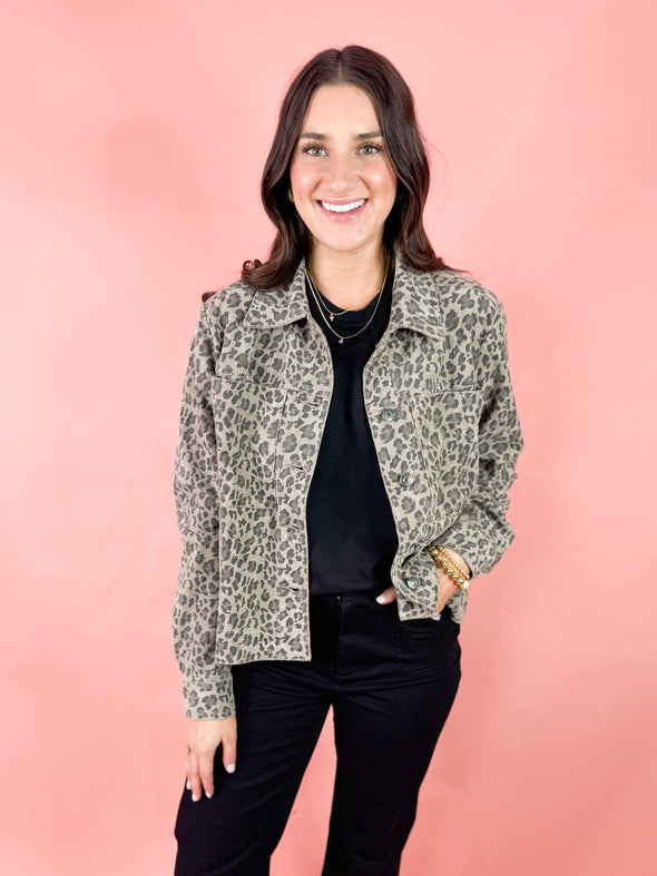 The Tasha Leopard Jacket-Taupe