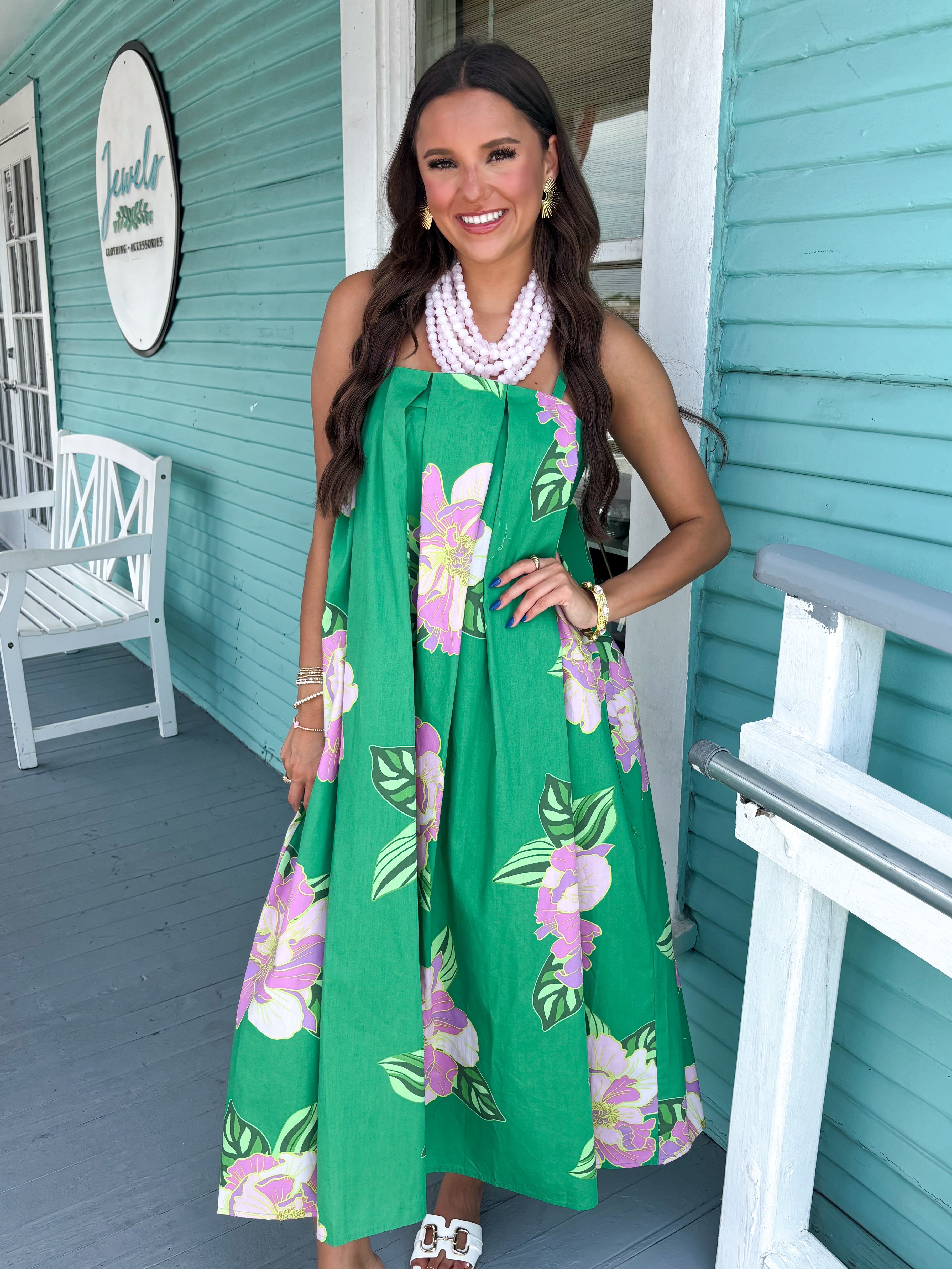 thml clothing maxi dress (THML) The Julea Floral Midi Dress-Green S