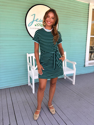 The Felicity Stripe Dress-Green