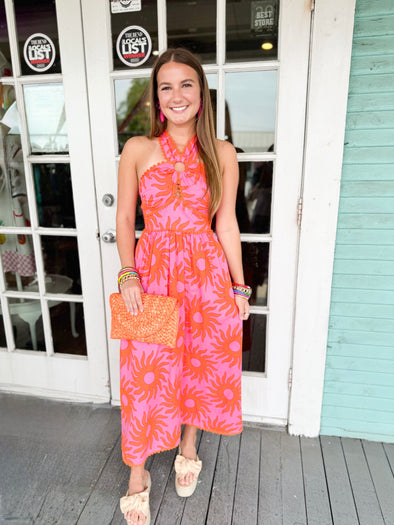 (J. Marie) The Maria Ric Rac Midi Dress-Pink