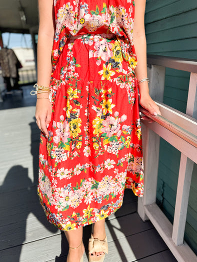 The London Floral Skirt-Orange