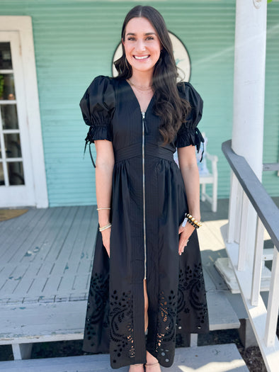 The Daniel Zip Midi Dress-Black