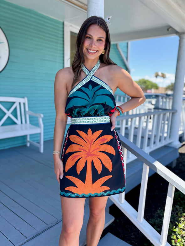 printed halter neck dress Printed halter midi dress