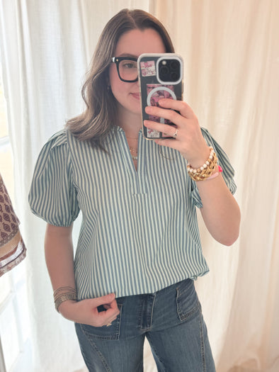 The Lainey Stripe Top-Green