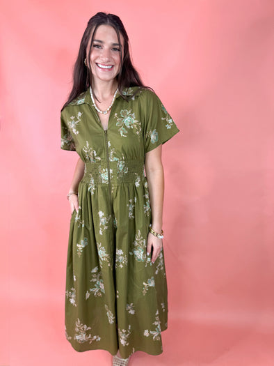 The Nancy Midi Dress-Olive