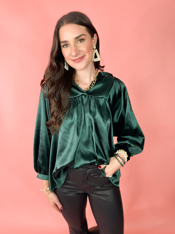 The Morgan Ruffle Top-Green
