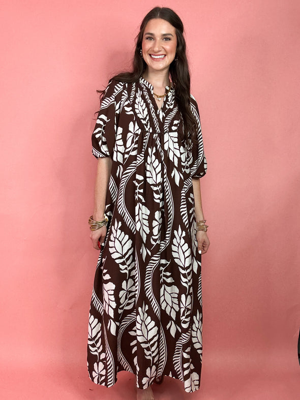 The Francine Midi Dress-Brown