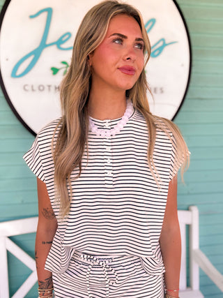 The Alice Striped Knit Set-White
