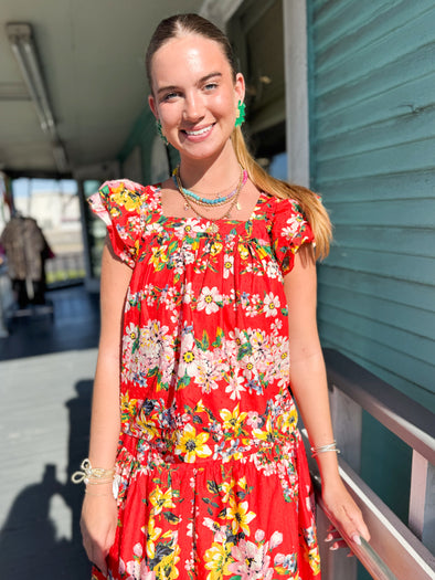 The London Floral Top-Orange