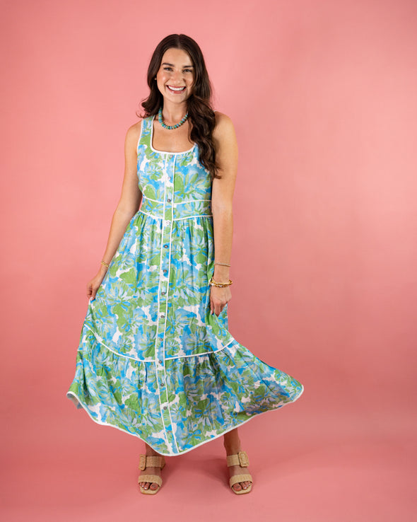The Alice Floral Midi Dress-Green