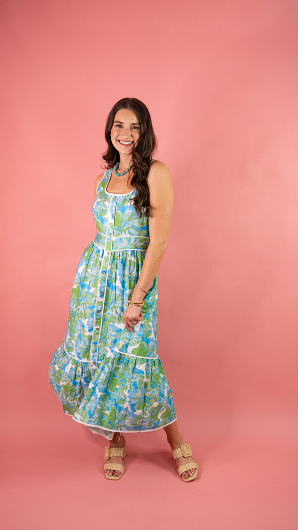 The Alice Floral Midi Dress-Green