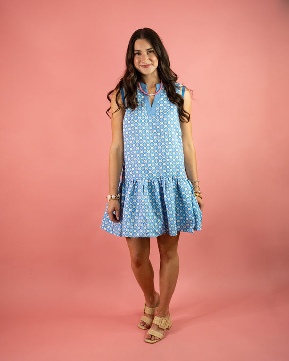 The David Floral Dress-Blue