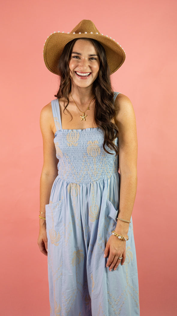 The Elizabeth Palm Jumpsuit-Blue