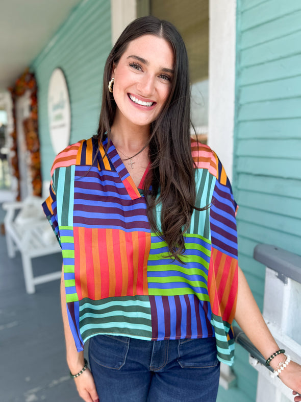 The Emerson Shirred Top-Blue