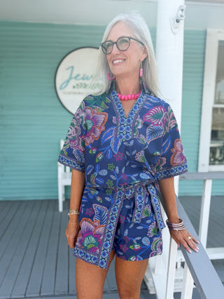 The Gregory Floral 2 Piece Set-Indigo