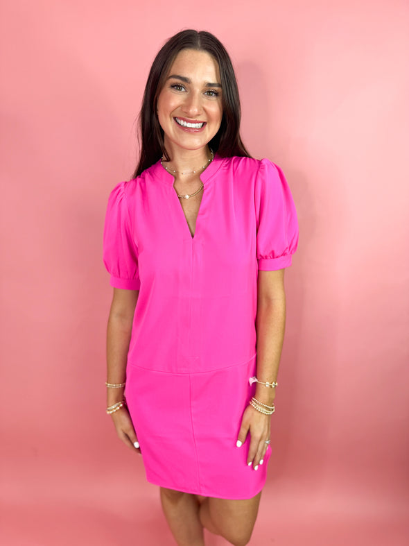 (THML) The Nancy Puff Sleeve Dress-Pink