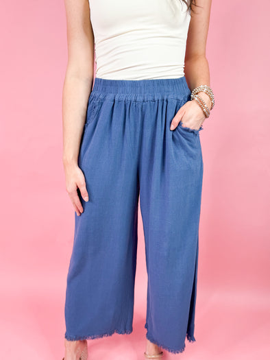 The Paige Wide Leg Pant-Blue