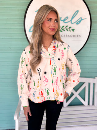 (QUEEN) The Skeleton Button Up-Multi