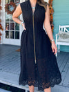 lace front zip midi 