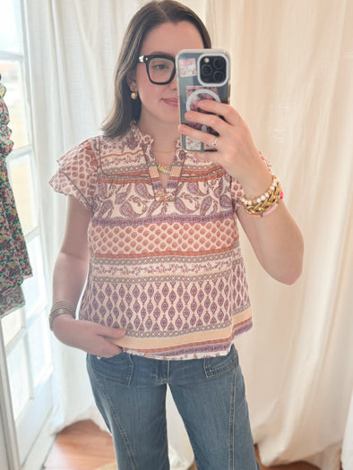 The Sylvi Printed Top-Cream