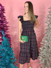 plaid smocked midi 