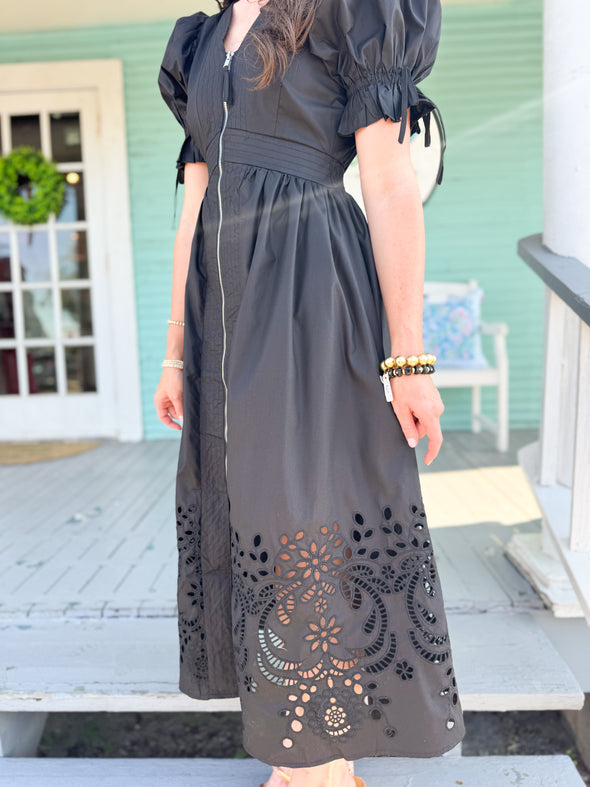 The Daniel Zip Midi Dress-Black