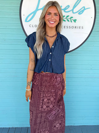 (THML) The Dezieree Bubble Top-Denim