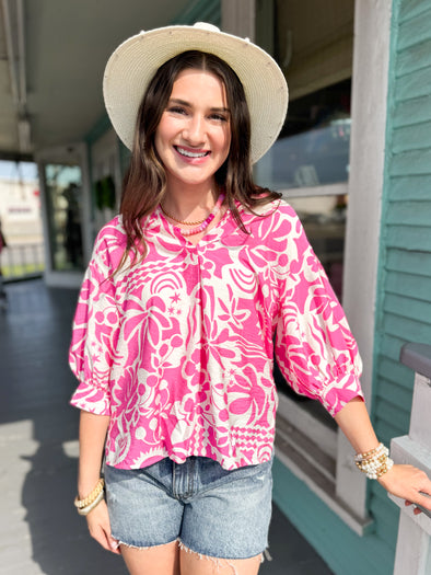 The Cali Floral Top-Pink