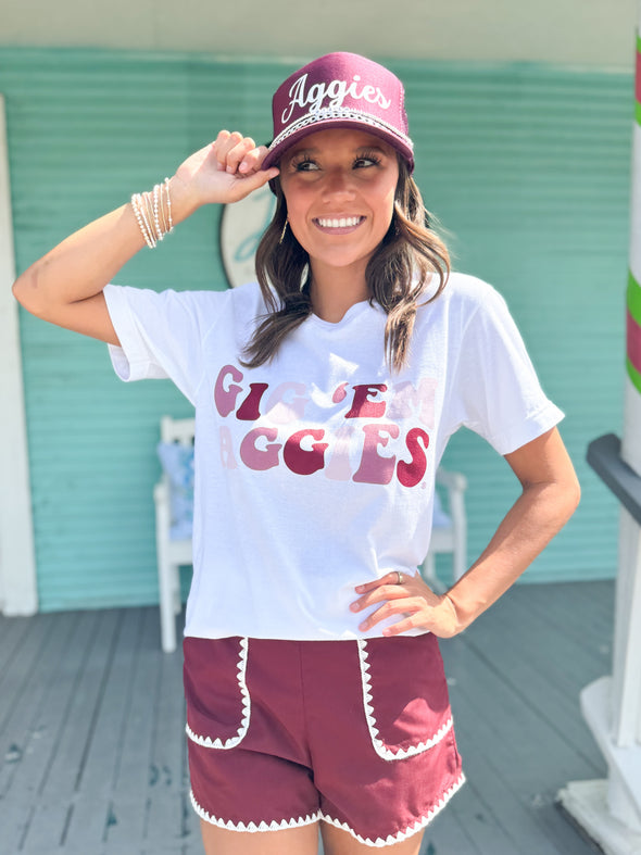 Gig Em Aggies Tee-White