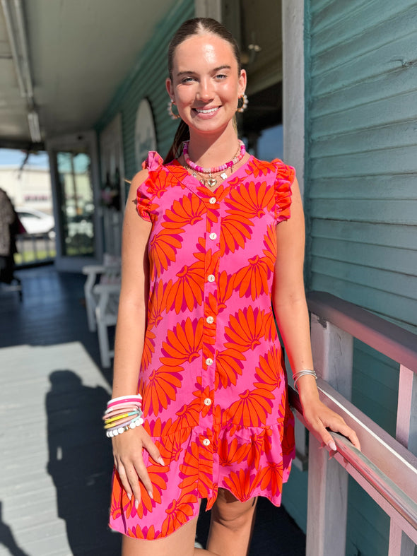 The Brandi Printed Dress-Pink